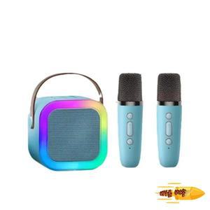 미니 휴대용 가라오케 스피커 -2 마이크 가족 KTV 노래 세트 DSP 내장 RGB LED 조명 깊은 저음 긴 배터리