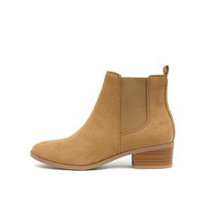 소다 티팟 ~ 여성용 스택 로우 블록 힐 첼시 패션 앵클 부티, 더블 엘라스틱 고어