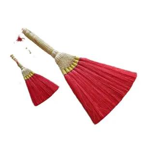 핸드메이드 레드 싸리빗자루 털이 청소 복 먼지 빗자루 소형 외벽 갈대비