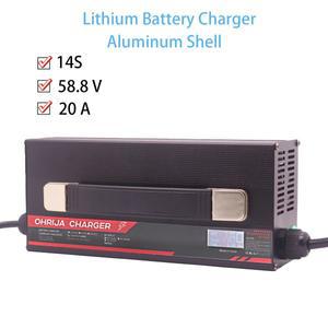 58.8V 20A 알루미늄 쉘 LCD 리튬 이온 배터리 충전기는 14S 51.8V 리튬 이온 배터리 고속 충전 48V 충전기