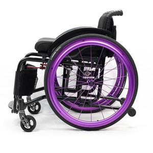 접이식 경량 스포츠 휠체어 올터레인 알루미늄 청소년, 성인, 노인을 위한 안정적인 조립(보라색, 좌석 너비 16.5인치)