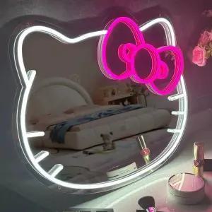 헬로 키티 탁상 거울 LED 조명등 캐릭터 굿즈 화장 거울 선물 화장대 무드등 인테리어 인