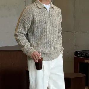 아이언하트 남성 남친 스웨터 칼라넥 반 집업 터틀넥 니트 겨울 루즈핏 보온 상의 꽈배기 풀오버 힛템