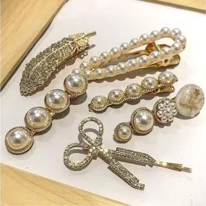 [콩심팥심]세트 고정 장식 큐빅 머리삔 5종 집게 진주 핀 헤어