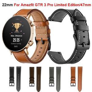 Amazfit GTR3 3 Pro/4 한정판/47mm/GTR2 2e 밴드 Smartwatch 손목 팔찌 Correa 용 22mm 가죽 시계 스트랩
