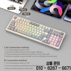 듀얼 모드 기계식 키보드 블루투스 5.0 노트북 태블릿 용 2.4G 무선 RGB 백라이트
