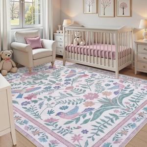 러그 양탄자 카페트 초겨울 방바닥매트 북유럽 극세사 거실 침실 카펫트 우아한 Boho 보라색 꽃 새 인쇄 카