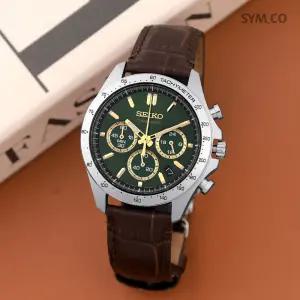 세이코 SBTR017 스피릿 크로노그래피 아날로그 캐쥬얼 남자 가죽 시계 c