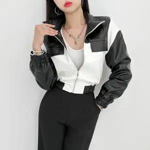 금찌 모노 믹스 레더 점퍼 JK7395 G