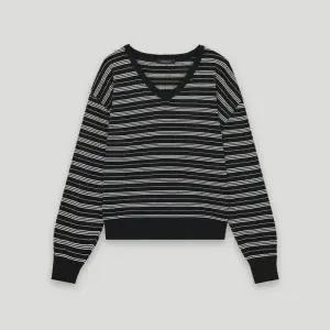 [롯데백화점]코데즈컴바인 브이넥 스트라이프 니트 풀오버 CKC-PU302W9