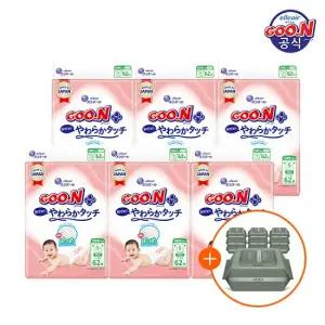 군 기저귀 플러스 소프트터치 밴드 소형 S) 62P x 6팩  +물티슈 10팩)