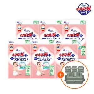 군 기저귀 플러스 소프트터치 밴드 중형 M) 52P x 6팩  +물티슈 10팩)