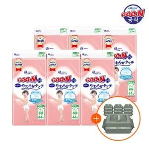 군 기저귀 플러스 소프트터치 밴드 대형 L) 44P x 6팩  +물티슈 10팩)
