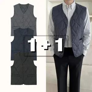 [2장세트] 남여공용 초경량 데일리 V넥 퀄팅 조끼 D24V405