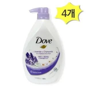 도브 라벤더 하이드레이션 바디워시 대용량 천ml x 4개 라벤더향 저자극