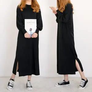 여성 라운드 긴팔 맨투맨 트임 롱원피스 데일리