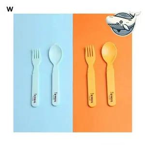 아기 전용 식기 2개 어린이 안전 스푼과 포크