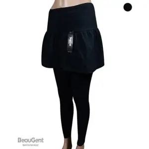 [피커]최강의 력 면 후레아 솔리드 치마레깅스 2단