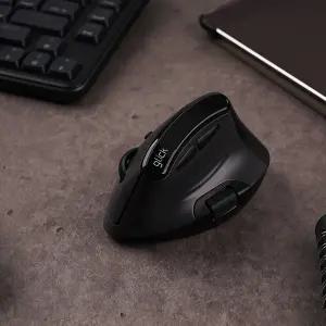 지클릭커 오피스프로 듀얼 휠마스터 버티컬 OP75 LCD 무소음 무선 블루투스 마우스 블랙