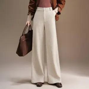 EAMT 여성 모직 롱 오피스룩 일자 통바지 가을 겨울 하이웨스트 슬림핏 와이드 바지 힛템