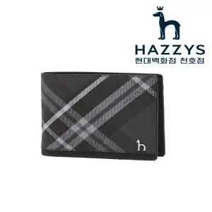 [헤지스ACC] HJWA6E866BK [DUBLIN] 블랙 체크 가죽 2단 남성 반지갑