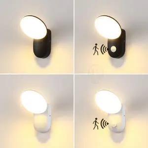 외부벽등 PIR 모션 센서 LED 야외 벽 램프 12W IP65 방수 알루미늄 정원 베란다 조명 복도 입구 스콘스 장