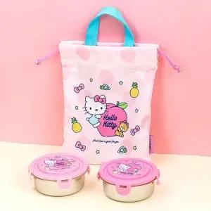 고품질 헬로키티 원형락스텐 2단 도시락 조리개세트 아동도시락 (WE16832)