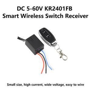 DC 5-60V KR2401FB 스마트 무선 스위치 수신기 433Mhz RF 릴레이 원격 제어 10A CR2016 버튼 배터리