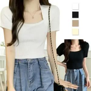 여성 골지 티셔츠 데이트 모임 행사 파티 프리 반팔