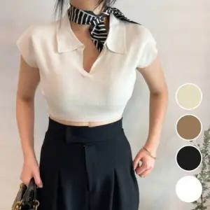 여성 피케 티셔츠 크롭 PK 상견례 돌잔치 반팔 프리