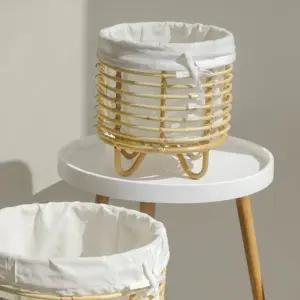 인도네시아 수제 라탄 다용도 세탁 바구니 햄퍼 소형