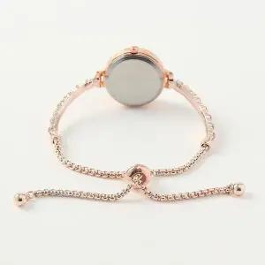 스톤 장식 슬라이드 여성 손목시계 핑크
