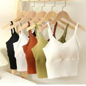 여름 골지 이너 편한 캡내장 크롭 끈나시 브라탑 나시