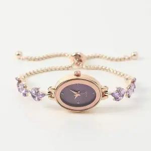[골드스마일]슬라이드 여성 메탈 손목시계 퍼플