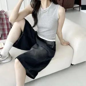 ACC SS1026W 여자 레이어드 배색 나시 사계절 이너템 민소매 티셔츠