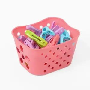 이시아르 빨래집게 바스켓 포함 30p 색상혼합 핑크 대형빨래집게 스텐빨래집게