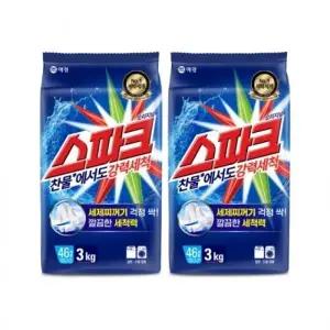 애경 스파크 분말세제 리필 3kg-2개 세탁세제 가루세제 빨래 일반드럼 겸용