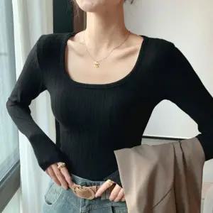 스퀘어 유넥 골지 슬림 긴팔 티셔츠 LM-0703