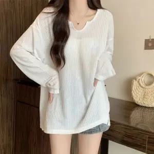 루즈핏 트임 라운드 긴팔 티셔츠 LM-0701