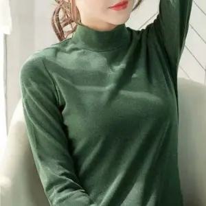 겨울 여성 소프트웜 하프넥 반목 긴팔티셔츠 목폴라