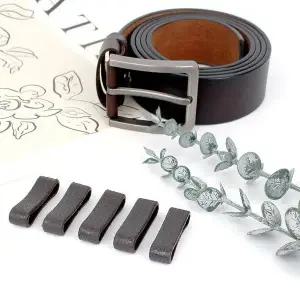 고품질 가죽 벨트 고리 5개입 갈색 (WE2E9F4)