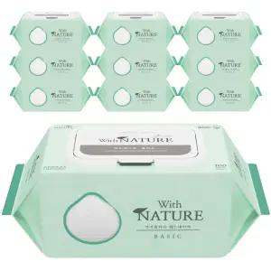 위드네이쳐 베이직 캡형 아기 물티슈 100매 10팩 순한물티슈 도톰하고 부드러운 플레인원단