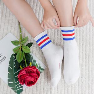 [프롬산타] 자체제작 여성용 줄무늬 중목양말 5켤레 램버트 흰/검정/패션/학생/교복/원