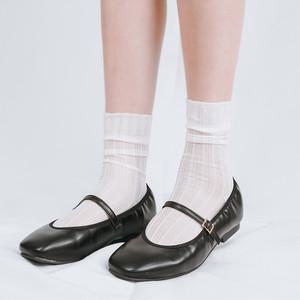 [프롬산타] 여성용 여름 시스루 중목양말 4켤레 아일렛시스루 흰/검정/무지/학생/교복