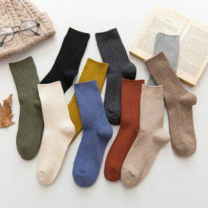 [5+5] 심플컬러 골지중목양말 색상혼합 (총 10켤레세트)
