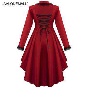 중세 복고풍 롱 코트 AALONEMALL 불규칙 하단 테일 코스튬 체육대회 반티 레이스 장식