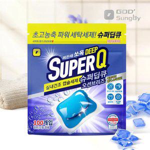 슈퍼딥큐 오션브리즈 100개입 고농축 캡슐세제 대용량 실내건조 드럼 일반 겸용
