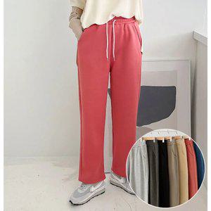 폴 기모 일자 트레이닝 팬츠 7color / 겨울 와이드 밴딩바지