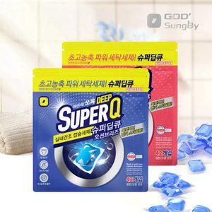 슈퍼딥큐 오션브리즈 42개입+ 플라워코튼 42개입 고농축 캡슐세제 대용량 실내건조 드