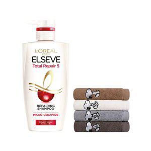 로레알파리 토탈리페어5 샴푸 400ml + 스누피 타올